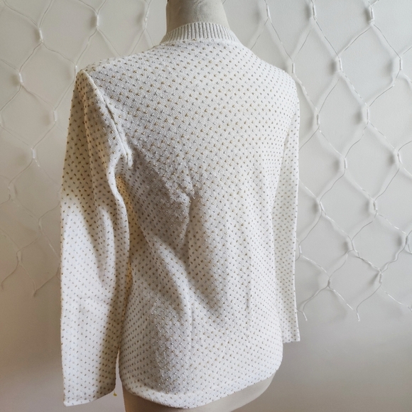 - Vintage Cardigan / Swiss Dot Metallic Knit / 60s / Size Small - Picture 5 of 6